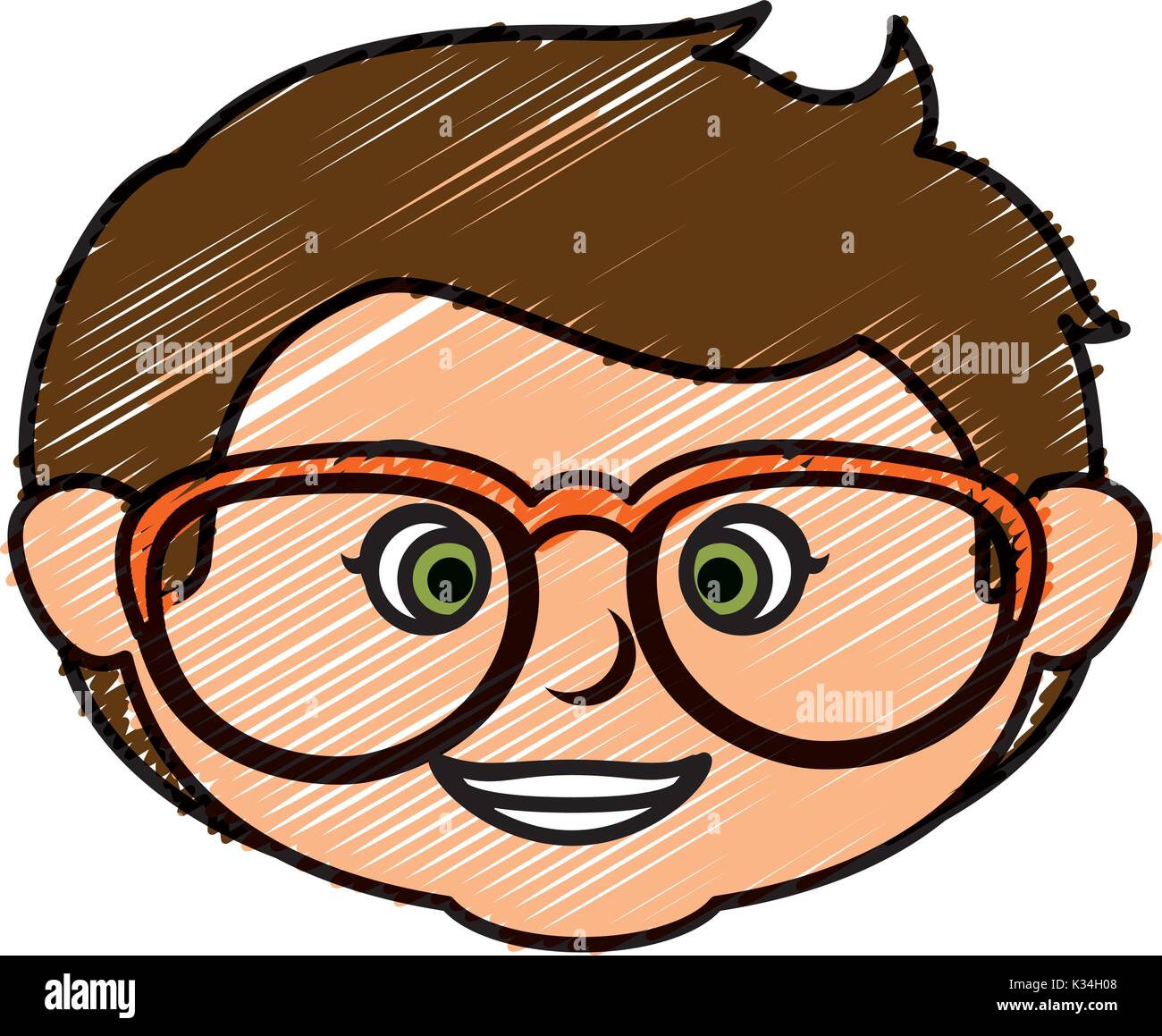 cute little boy head with glasses character vector illustration design Stock Vector Image & Art
