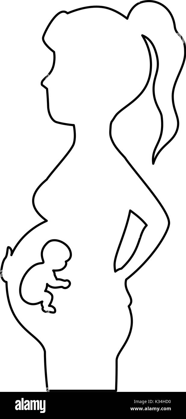 woman pregnant silhouette icon vector illustration design Stock Vector