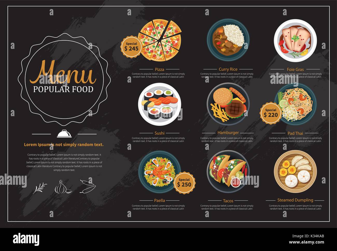 popular food menu Stock Vector Image & Art - Alamy