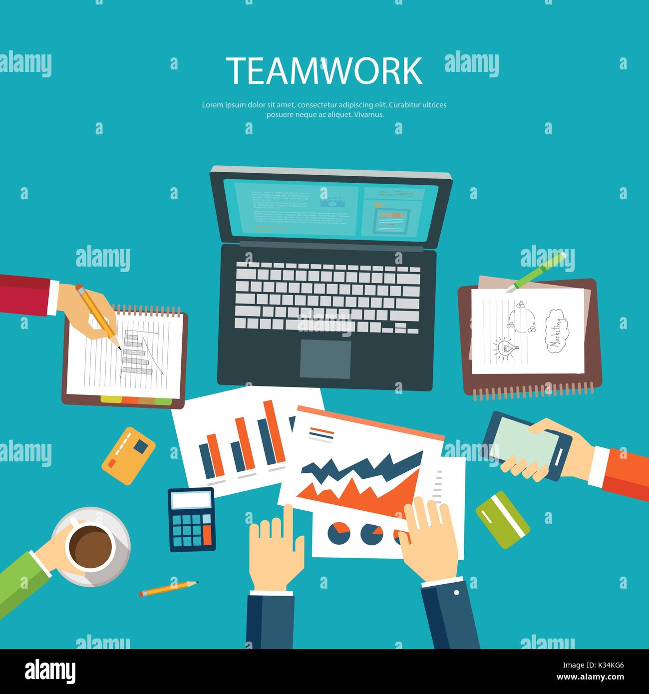 business teamwork concept flat design template Stock Vector Image & Art ...