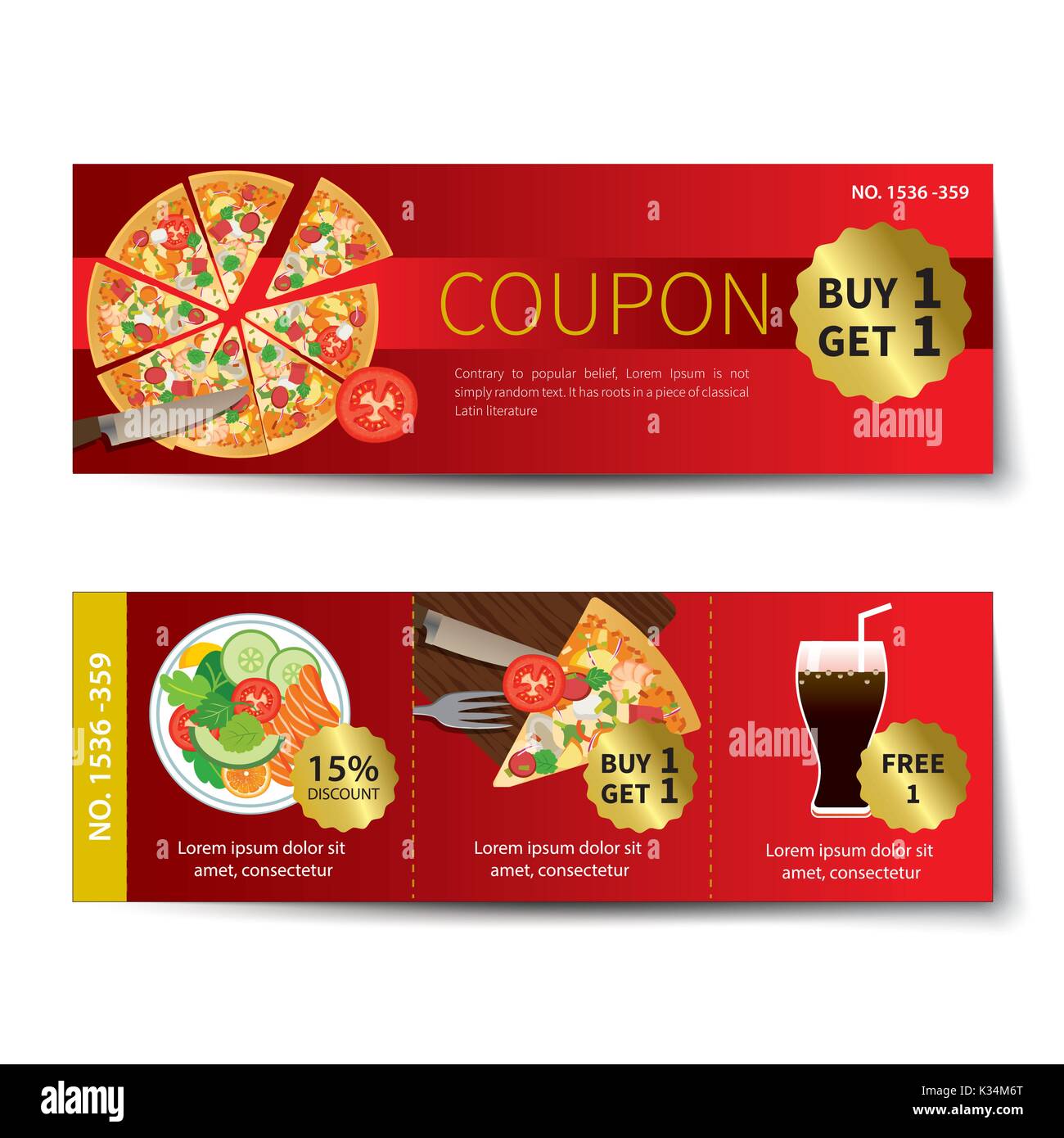 Set Of Food Coupon Discount Template Design Stock Vector Image And Art