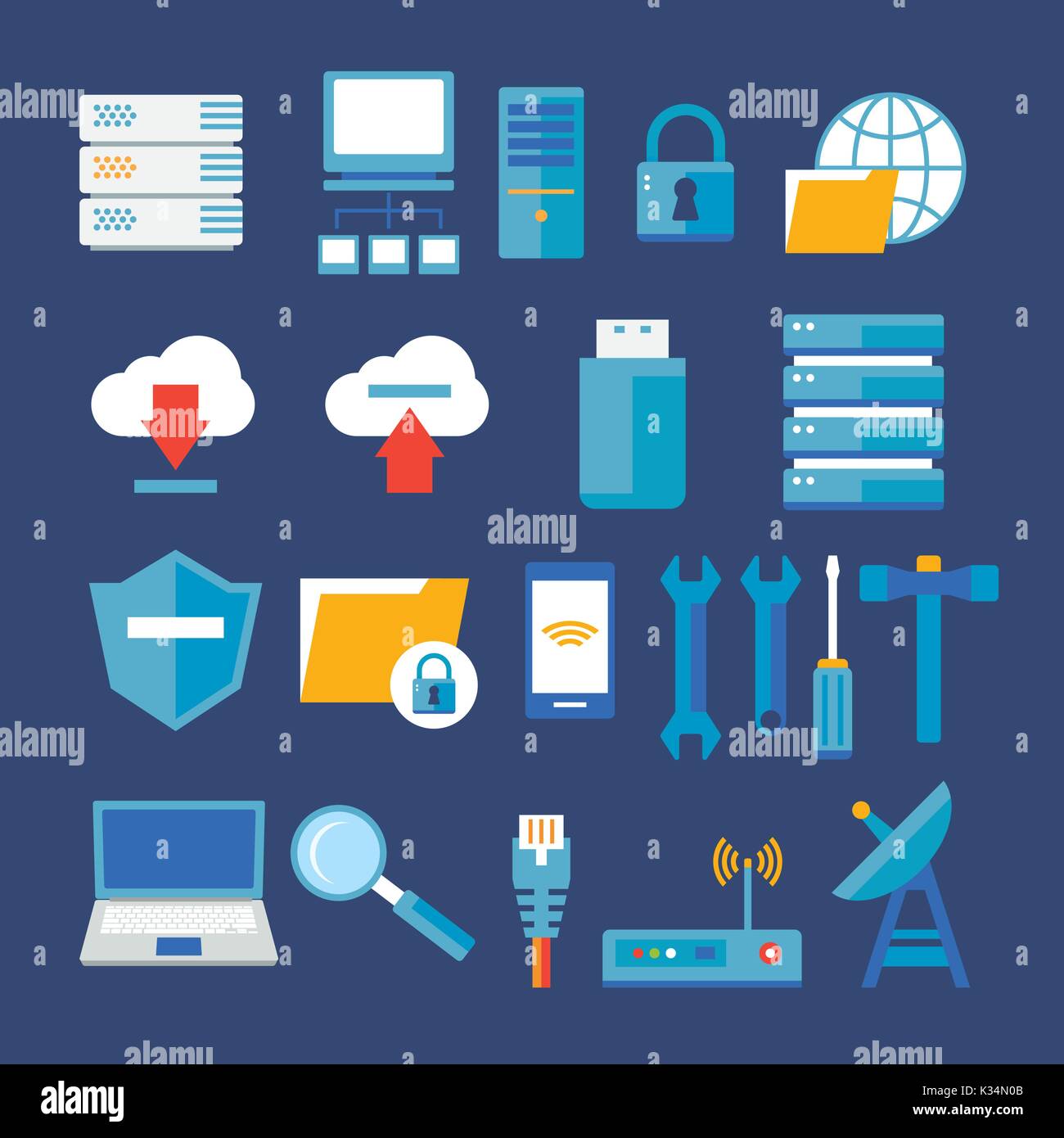 computer network and database flat icon Stock Vector Image & Art - Alamy