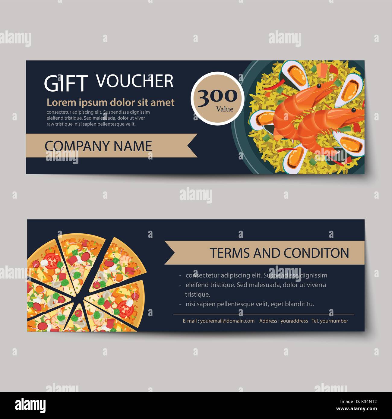 set of food voucher discount template design Stock Vector Image 