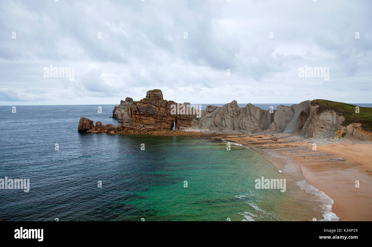 Cantabria, Costa Quebrada, rugged landscape around Liencres Stock Photo