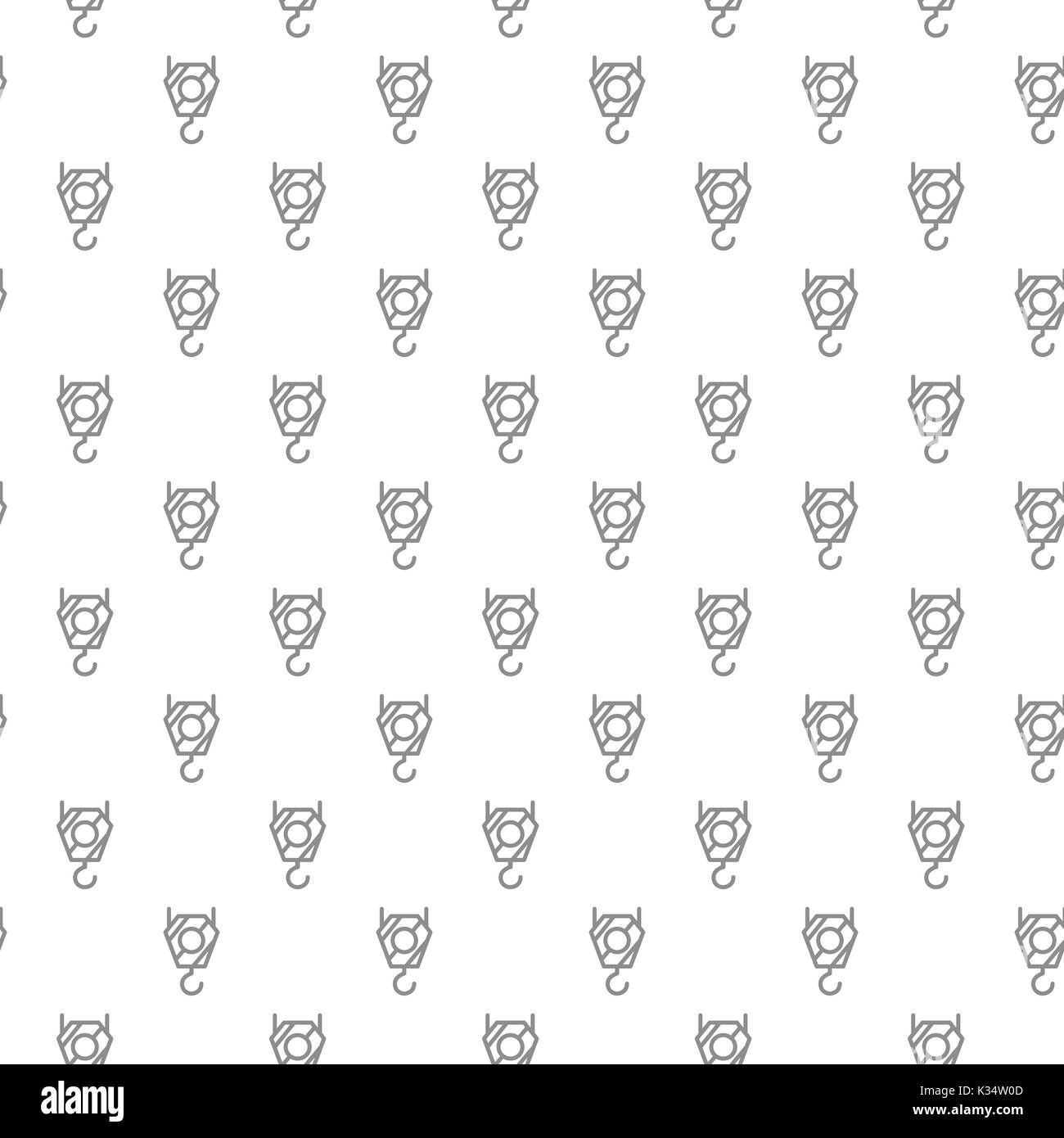 Unique digital crane hook seamless pattern with various icons and symbols on white background flat vector illustration Stock Vector