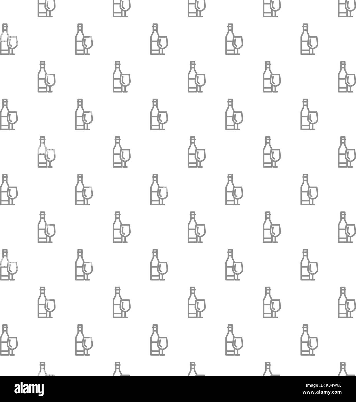 Unique digital bottles of wine seamless pattern with various icons and ...