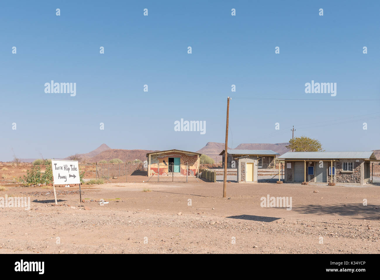 BERGSIG, NAMIBIA - JUNE 28, 2017: A shop selling gemstones in Bergsig, a small village in the Kunene Region of Namibia Stock Photo
