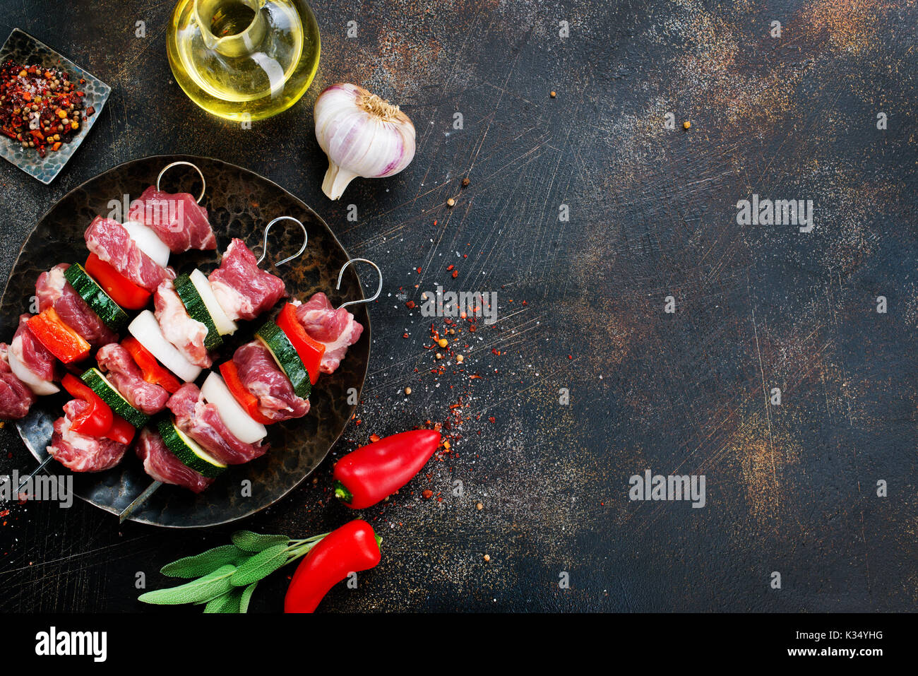 meat kebab with vegetables and aroma spice Stock Photo Alamy