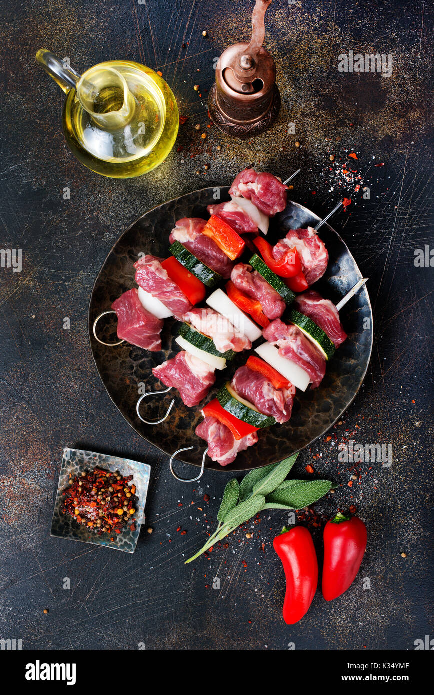 meat kebab with vegetables and aroma spice Stock Photo Alamy