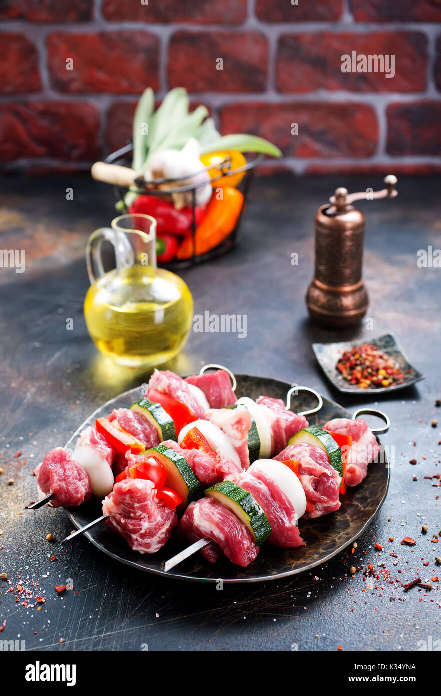 meat kebab with vegetables and aroma spice Stock Photo Alamy