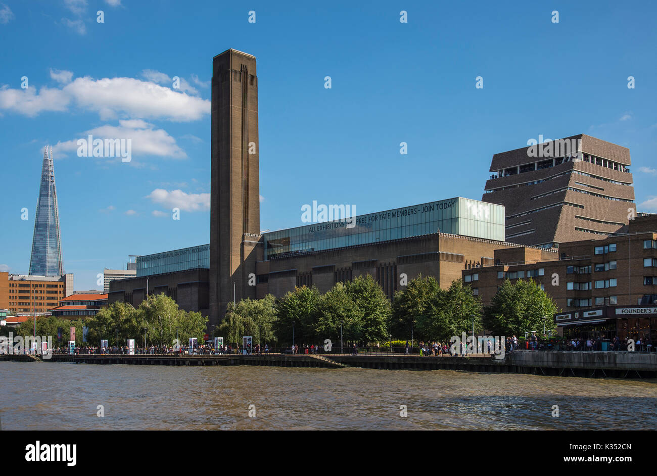 Tate Modern, River Thames and The Shard, London Stock Photo
