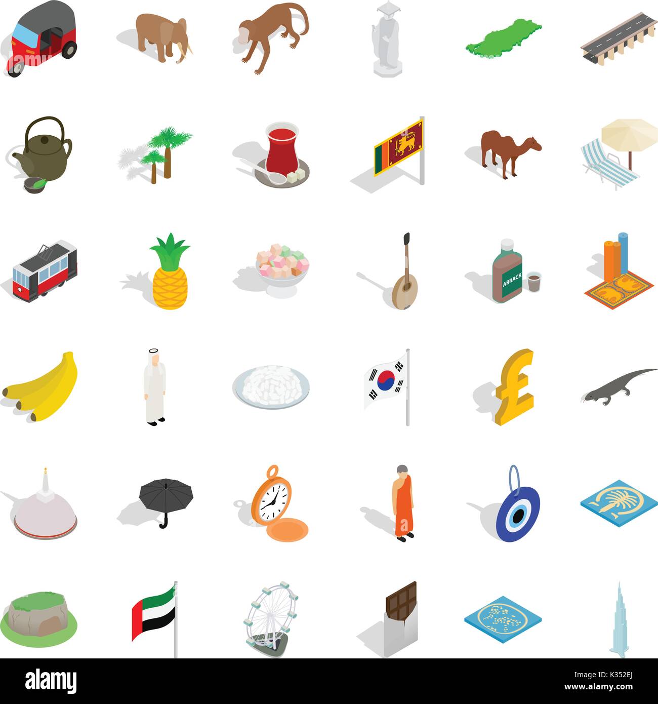 Japan icons set, isometric style Stock Vector