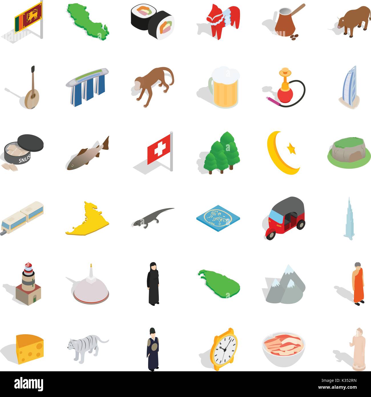 Tourist attraction icons set, isometric style Stock Vector Image & Art ...