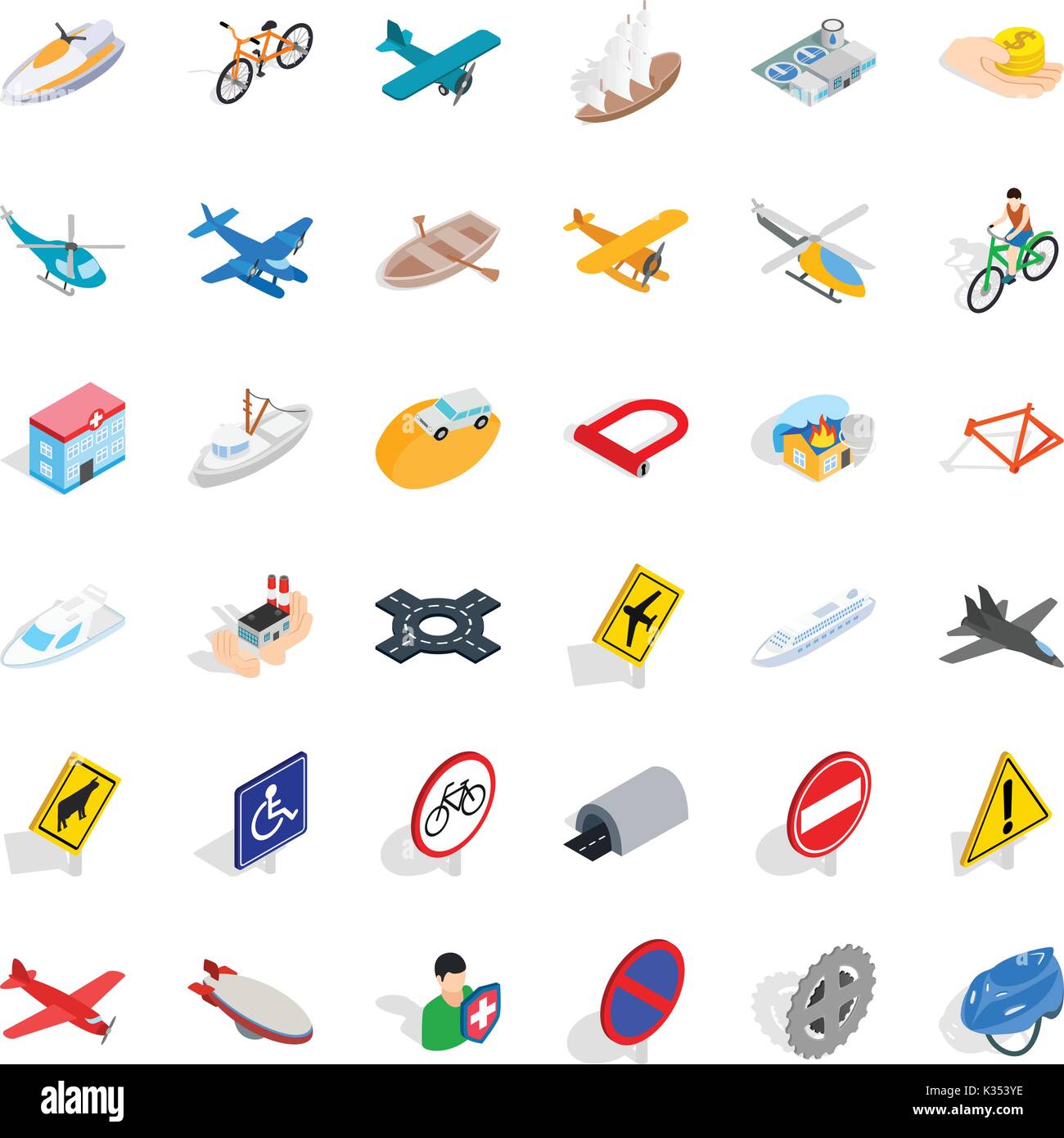 Crossroad icons set, isometric style Stock Vector