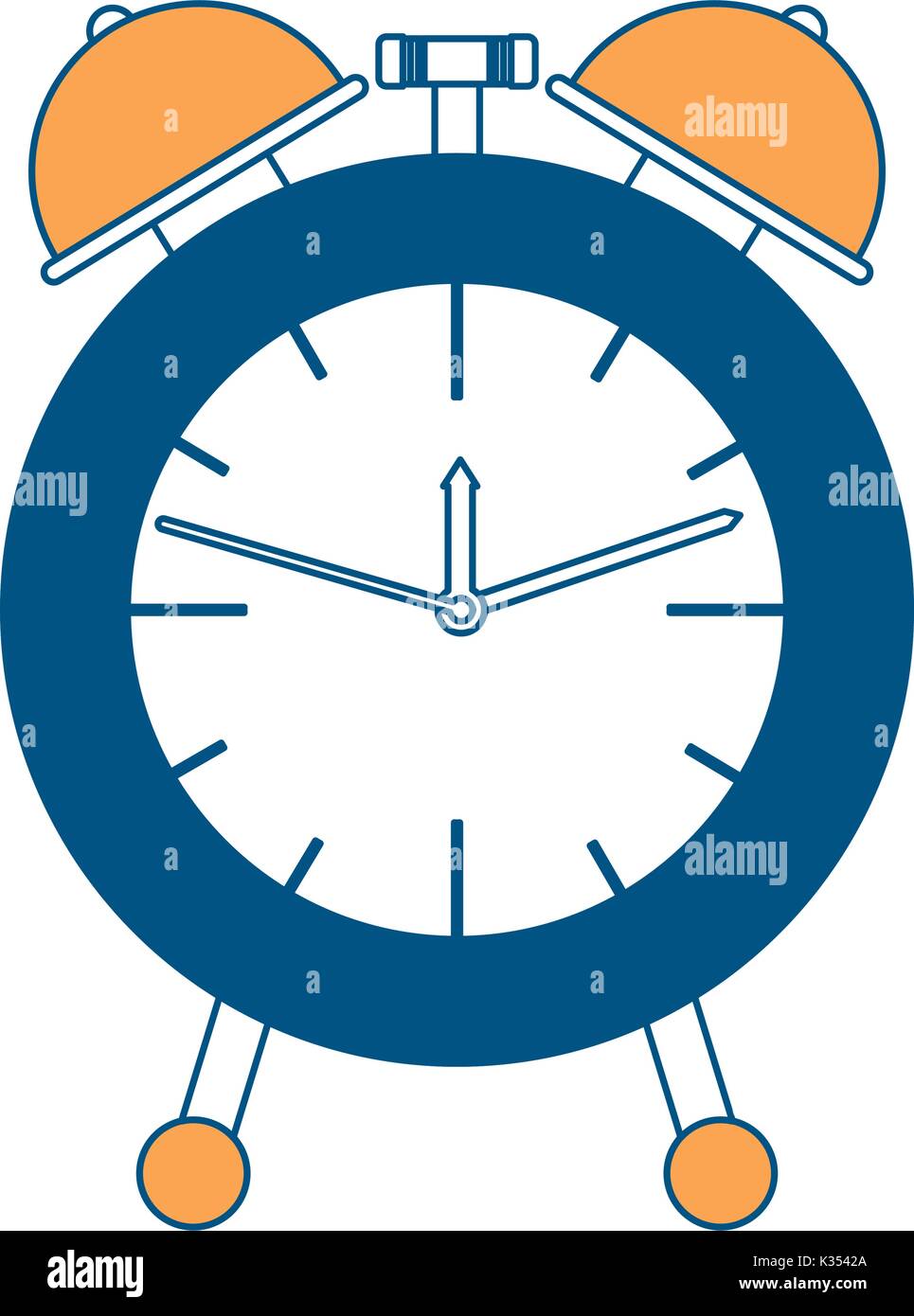 alarm clock color section silhouette on white background Stock Vector