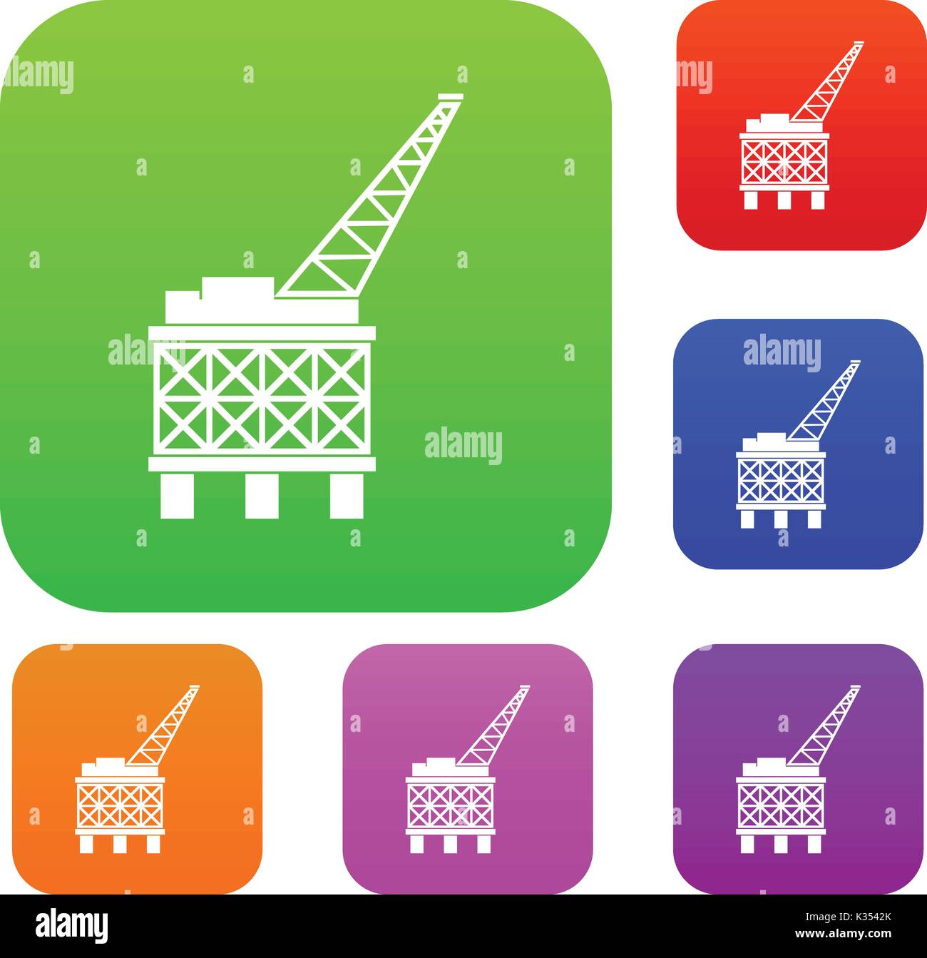 Oil platform set collection Stock Vector