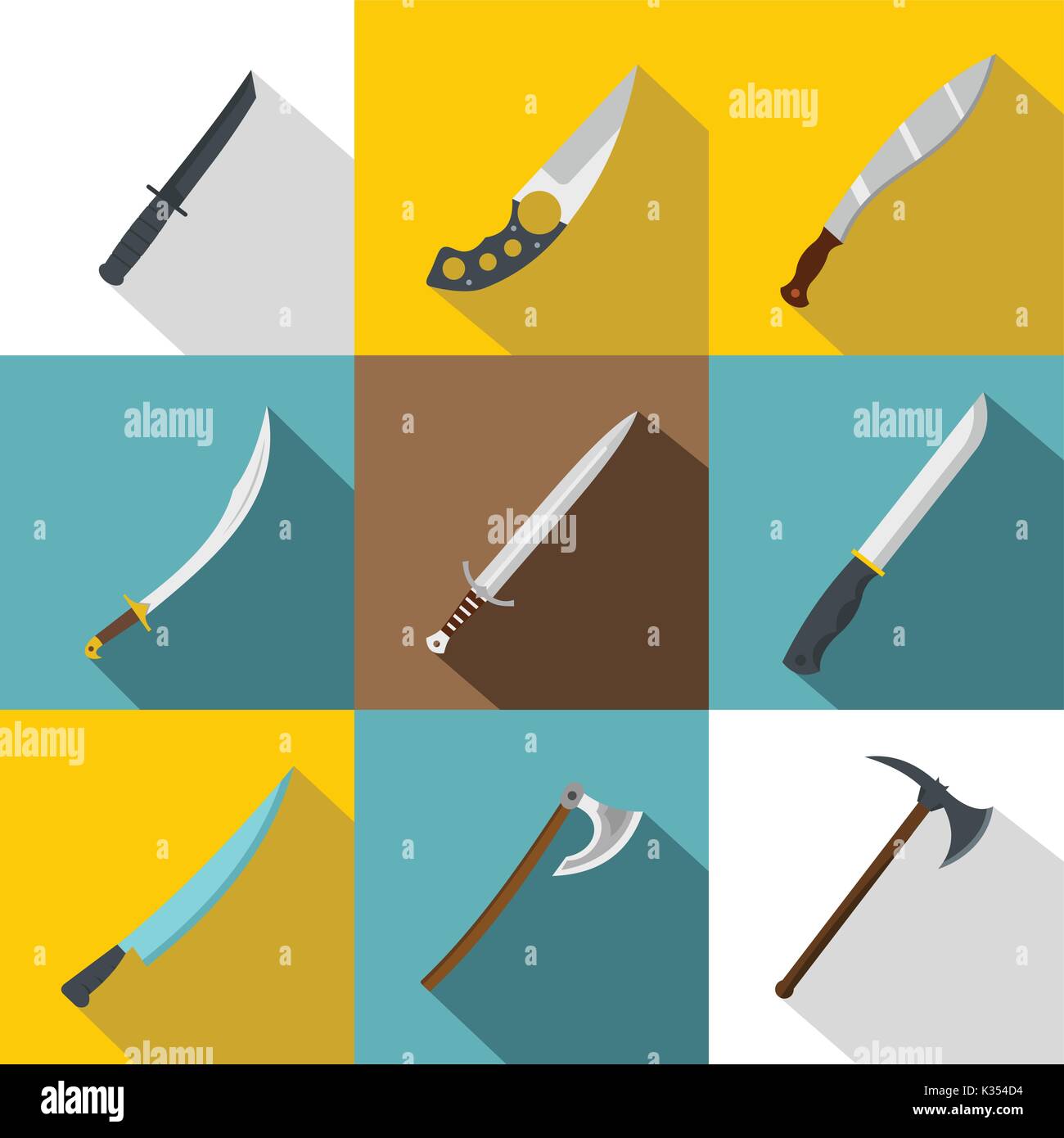 Cold arms icon set, flat style Stock Vector