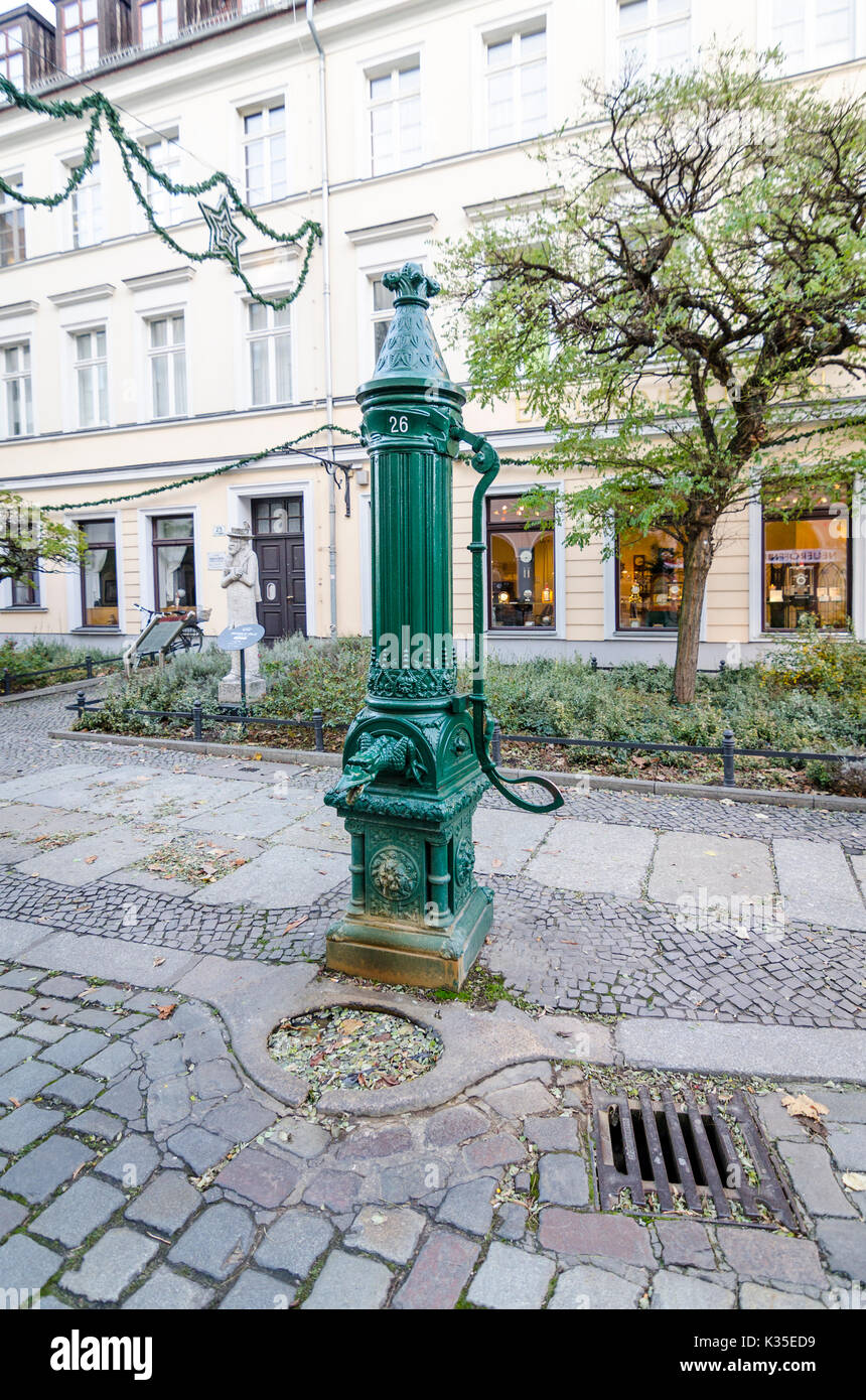 Green wasserpumpe, water pump, Berlin, Germany Stock Photo