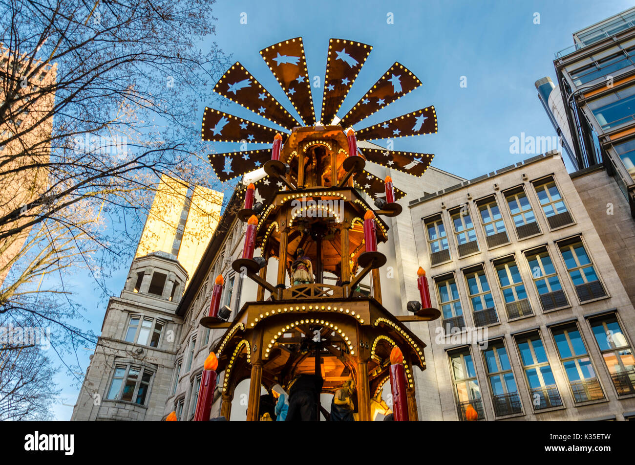 Christmas Pyramid Potsdamer Platz, Berlin, Germany Stock Photo