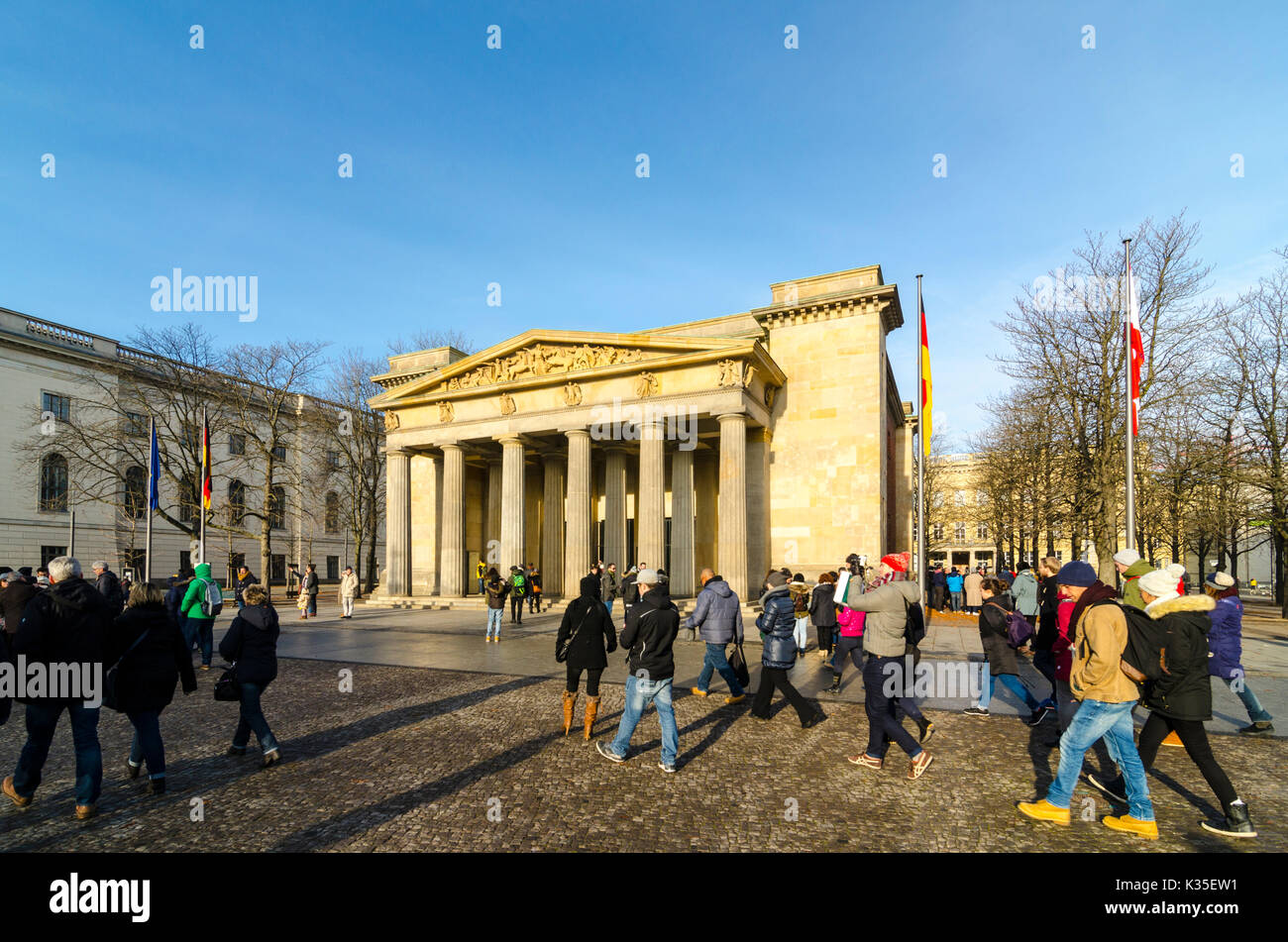 Visitors and tourists outside Neue Wache, remembrance building restored after World War II, Berlin, Germany Stock Photo