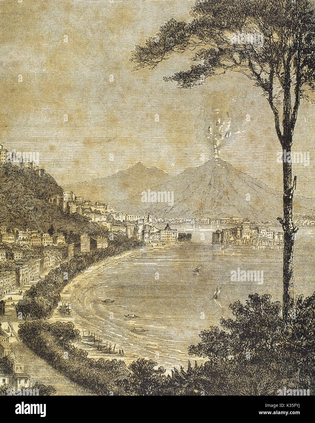 Italy. Naples. The city and the Vesuvius Volcano in the background