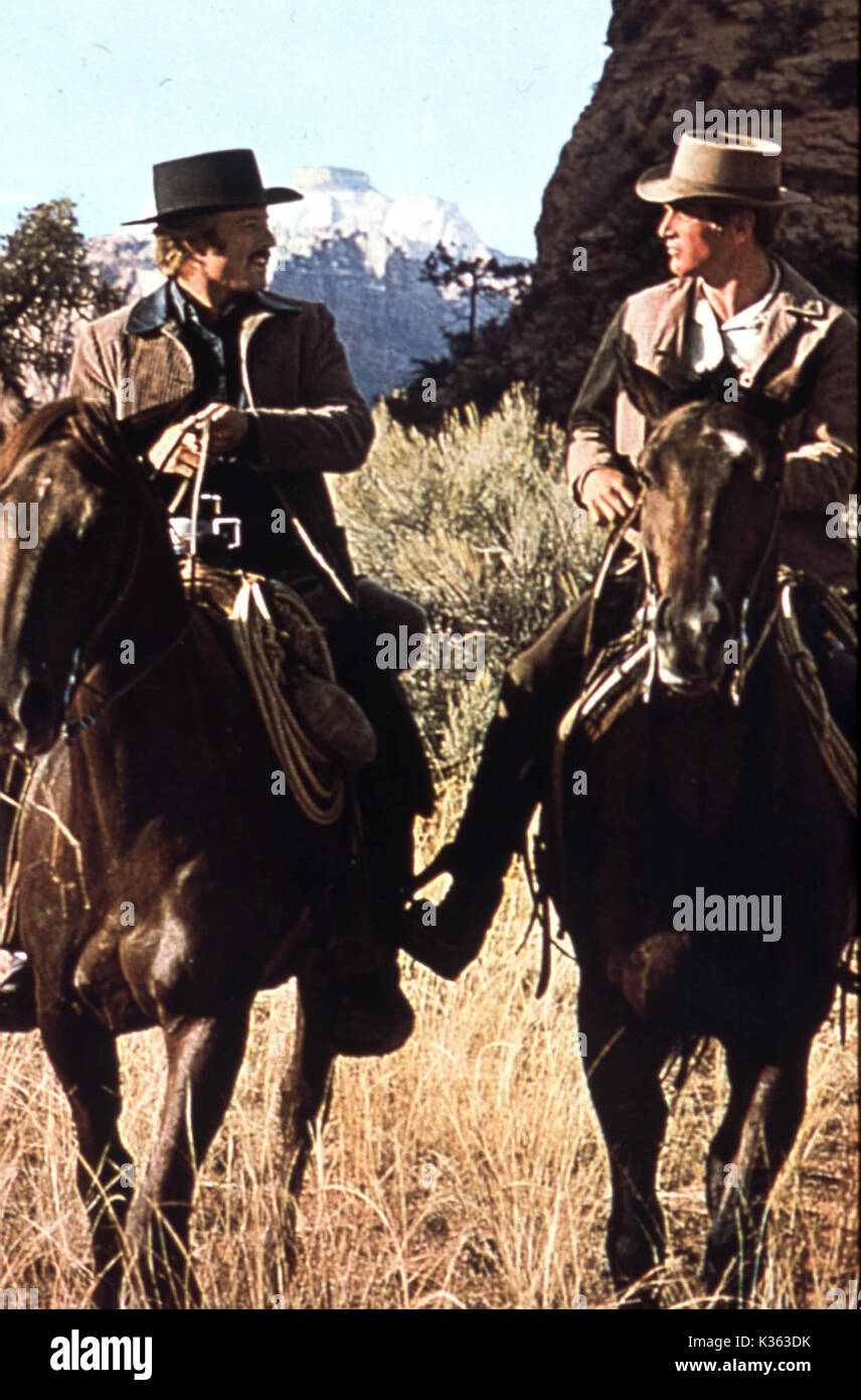 BUTCH CASSIDY AND THE SUNDANCE KID ROBERT REDFORD, PAUL NEWMAN     Date: 1969 Stock Photo