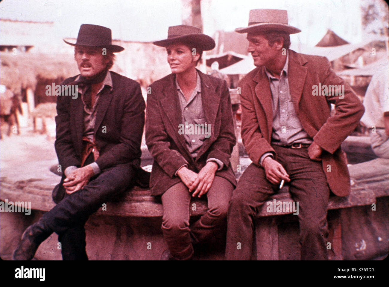 BUTCH CASSIDY AND THE SUNDANCE KID L-R, ROBERT REDFORD, KATHARINE ROSS, PAUL NEWMAN Stock Photo