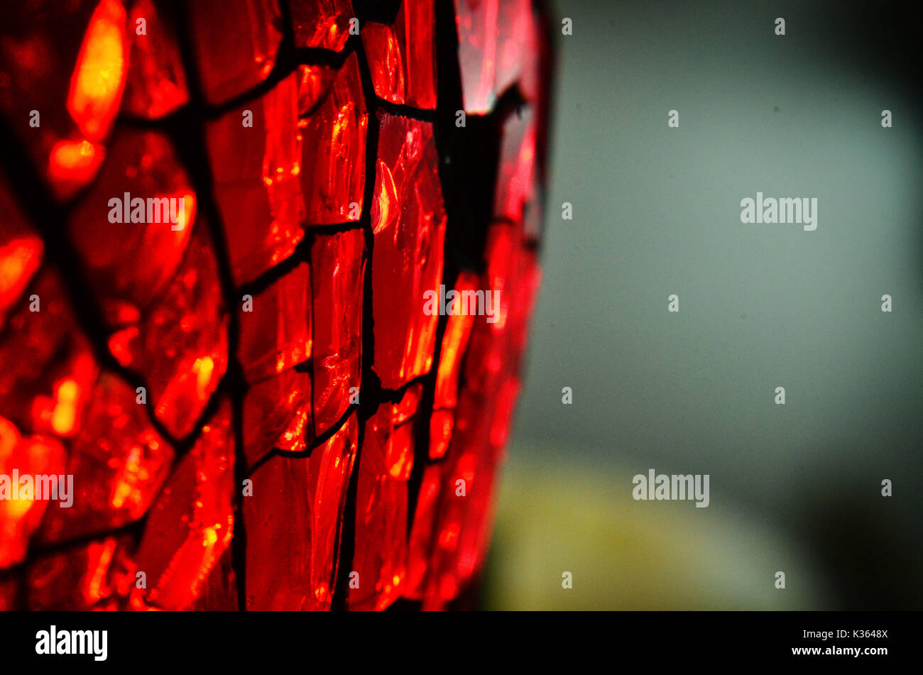 Close up shot of red glass lamp shade Stock Photo