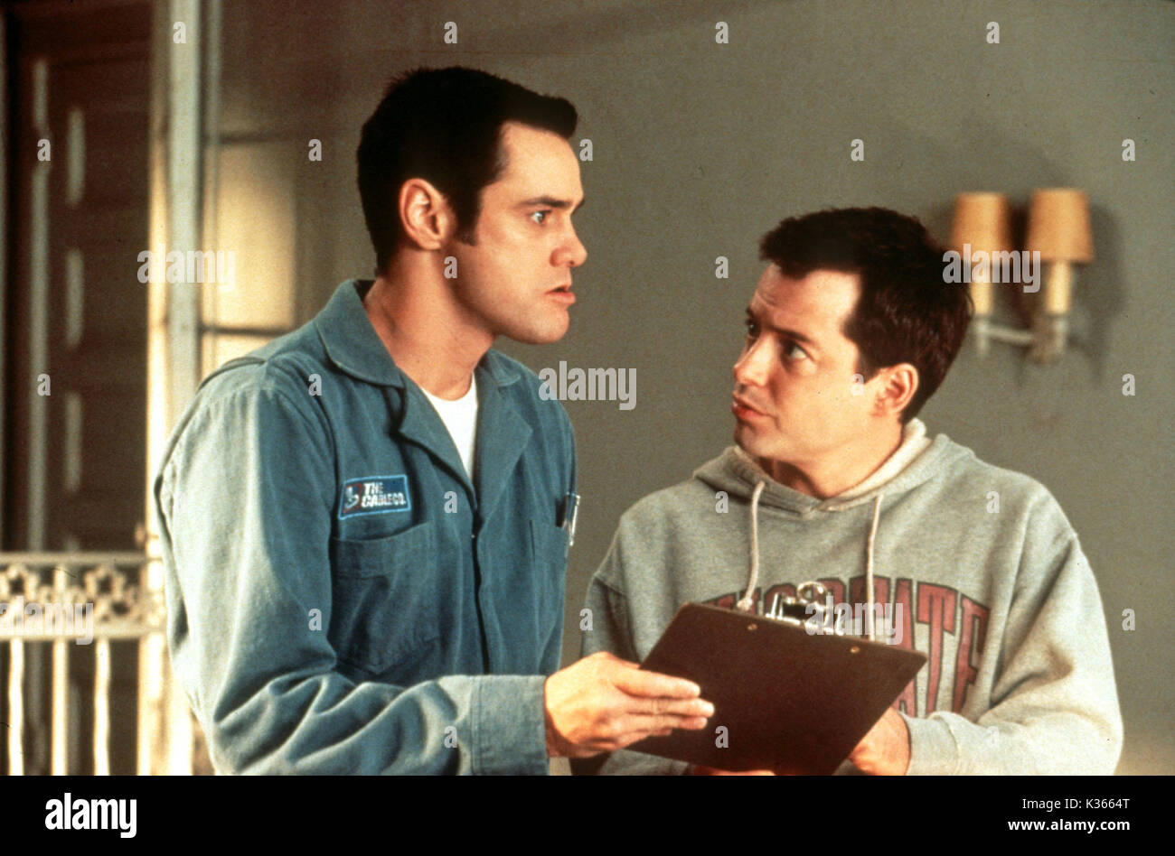 THA CABLE GUY COLUMBIA PICTURES JIM CARREY, MATTHEW BRODERICK     Date: 1996 Stock Photo