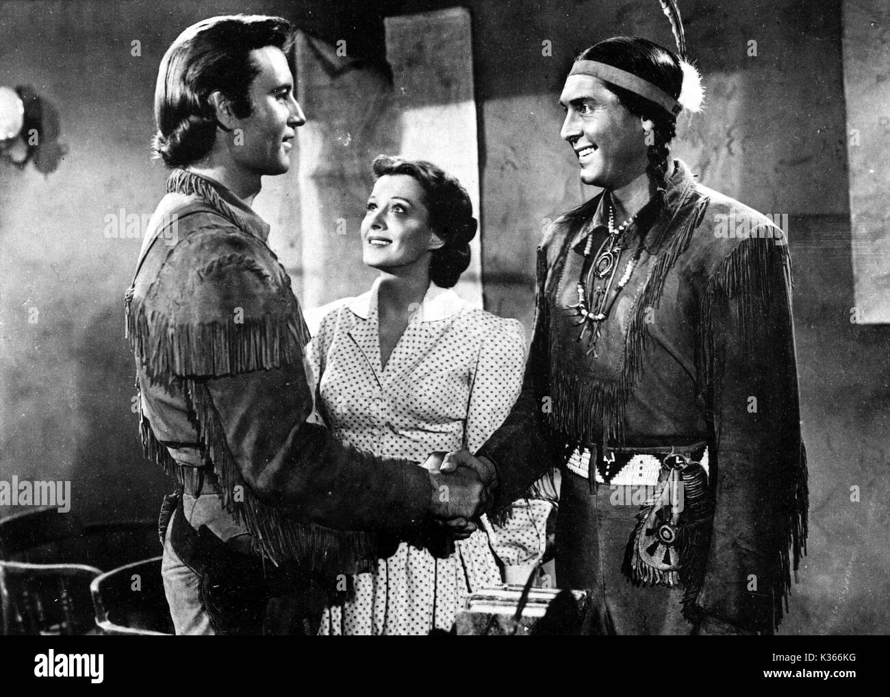 DAVY CROCKETT, INDIAN SCOUT GEORGE MONTGOMERY ELLEN DREW AND PHILIP REED Stock Photo