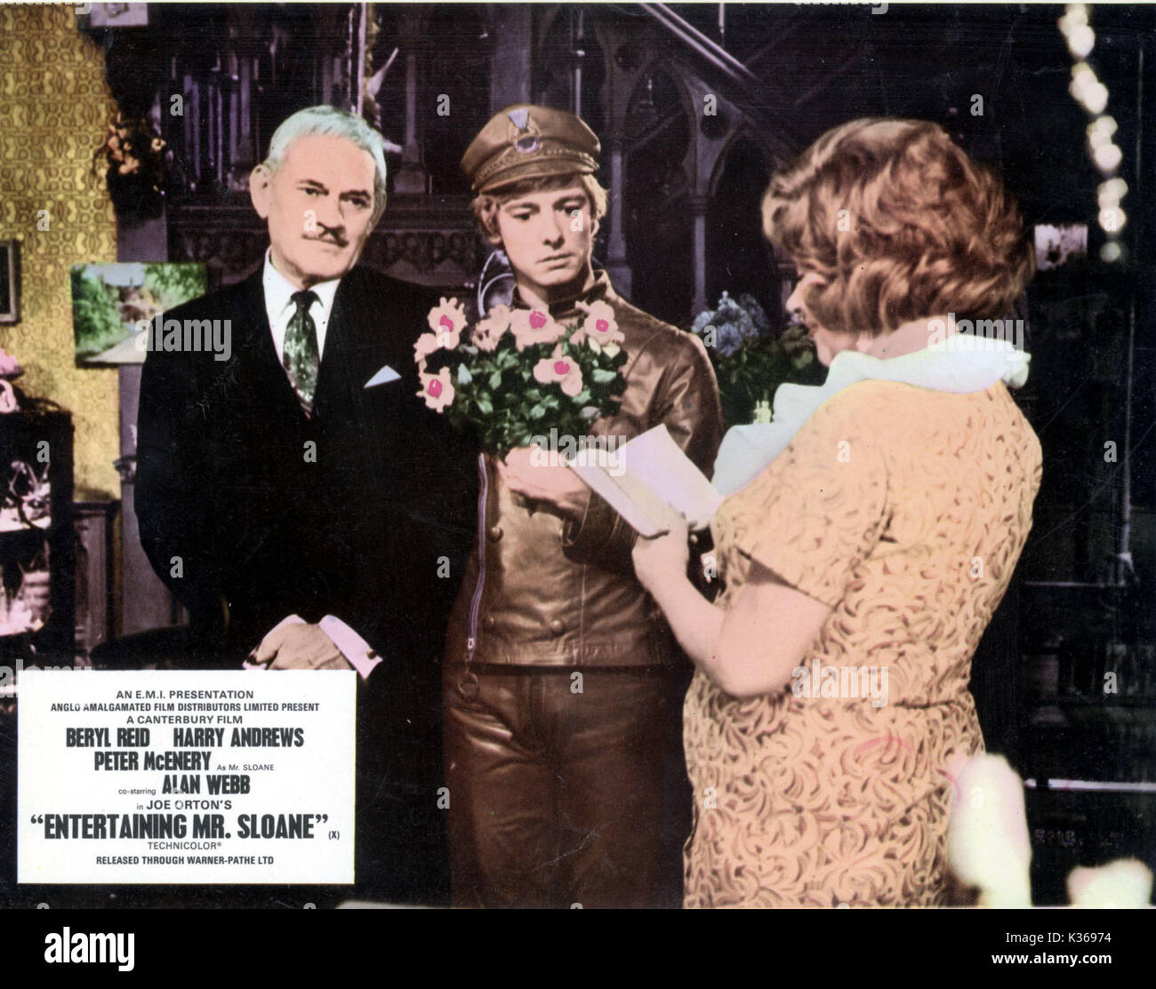 ENTERTAINING MR SLOANE HARRY ANDREWS, PETER McENERY AND BERYL REID GAY MARRIAGE CEREMONY A CANTERBURY FILM     Date: 1970 Stock Photo