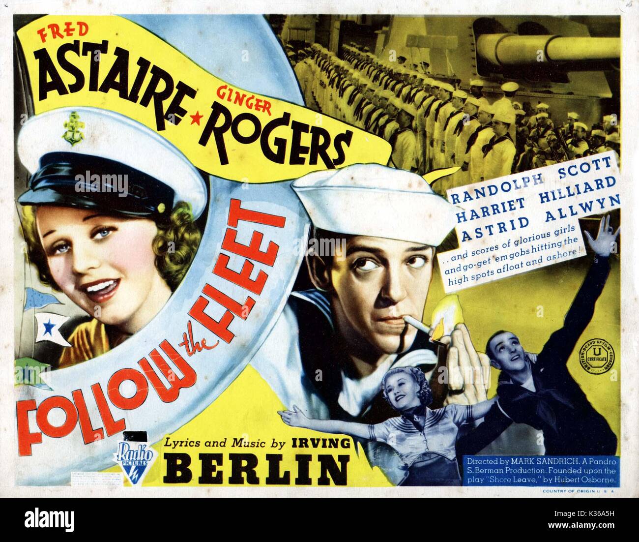 FOLLOW THE FLEET Ginger Rogers and Fred Astaire lobby card from the Ronald Grant Archive     Date: 1936 Stock Photo