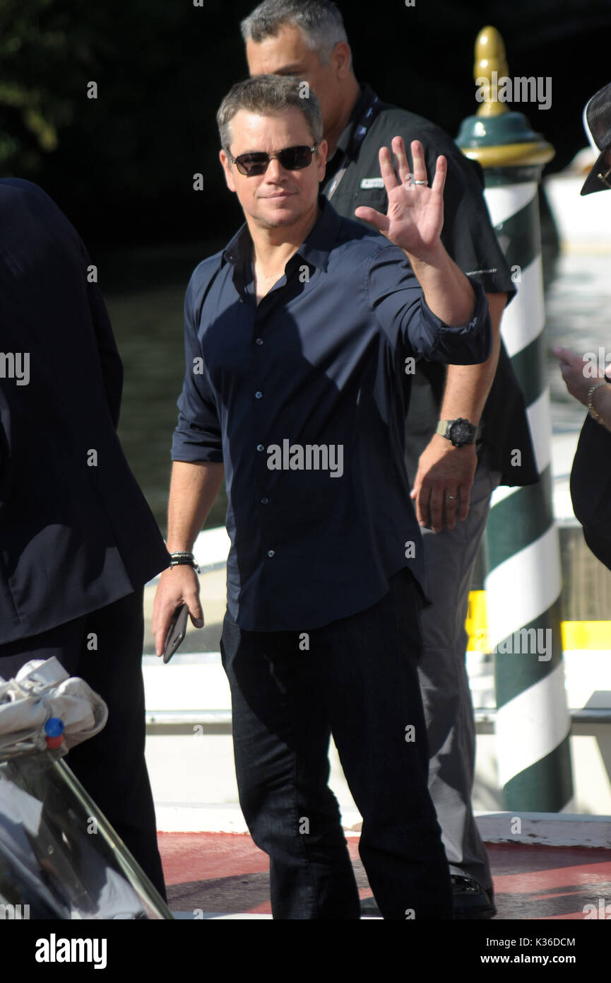Venice, Italy. 01st Sep, 2017. 74th Venice Film Festival, Personalities leaving Excesior pier. Pictured: Matt Damon Credit: Independent Photo Agency Srl/Alamy Live News Stock Photo