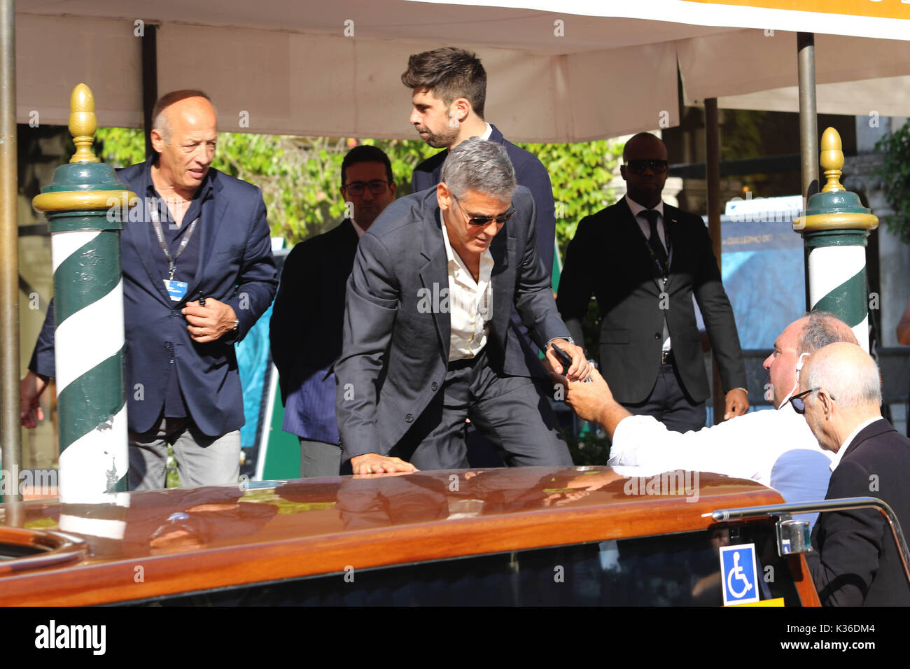 Lido Di Venezia, Italy. 01st Sep, 2017. Europe, Italy, Lido di Venezia, 01 september, 2017 : George Clooney arrives in Lido di Venezia for 74th Venice International Film Festival Credit Credit: Ottavia Da Re/Sintesi/Alamy Live News Stock Photo