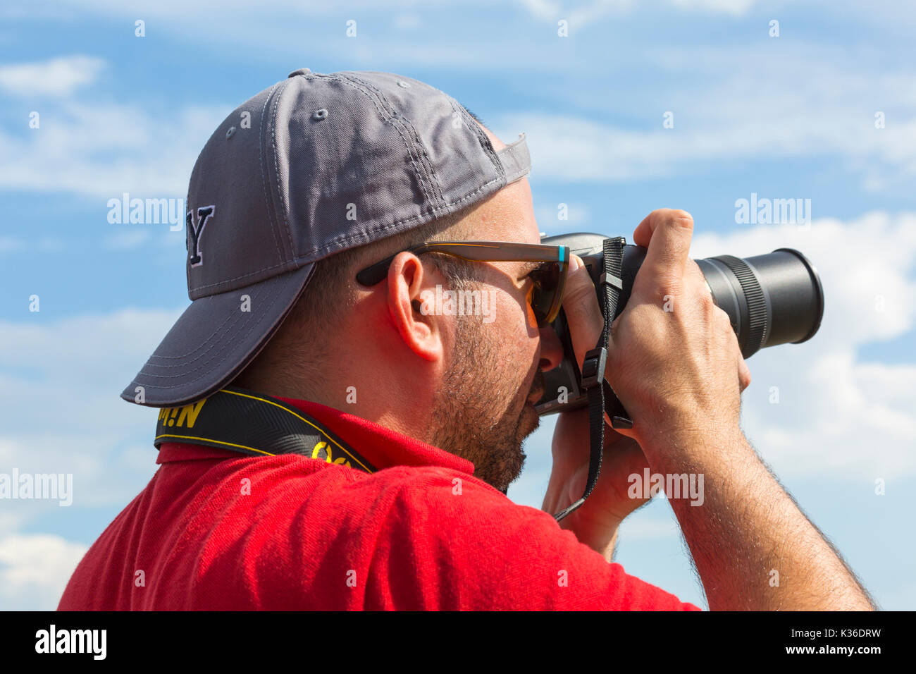 Bournemouth, UK. 1st Sep, 2017. The second day of the tenth anniversary of the Bournemouth Air Festival on a warm sunny day on the South Coast. Photographer ready to capture the action. Credit: Carolyn Jenkins/Alamy Live News Stock Photo