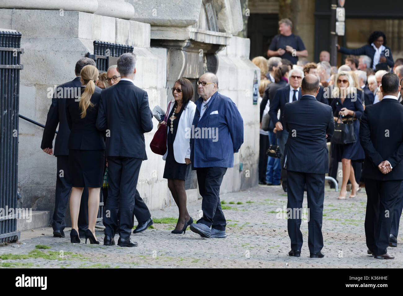 Paris, France. 1st September, 2017. Serge Moati attends the Mireille Darc's funeral at the Saint-Sulpice church on 1st September, 2017 in Paris, France. Credit: Bernard Menigault/Alamy Live News Stock Photo