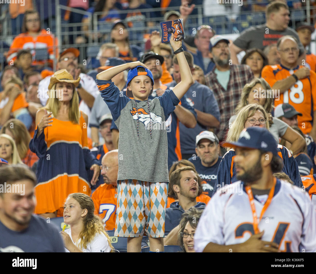 August 31, 2017 Denver Broncos fans standing during the second quarter