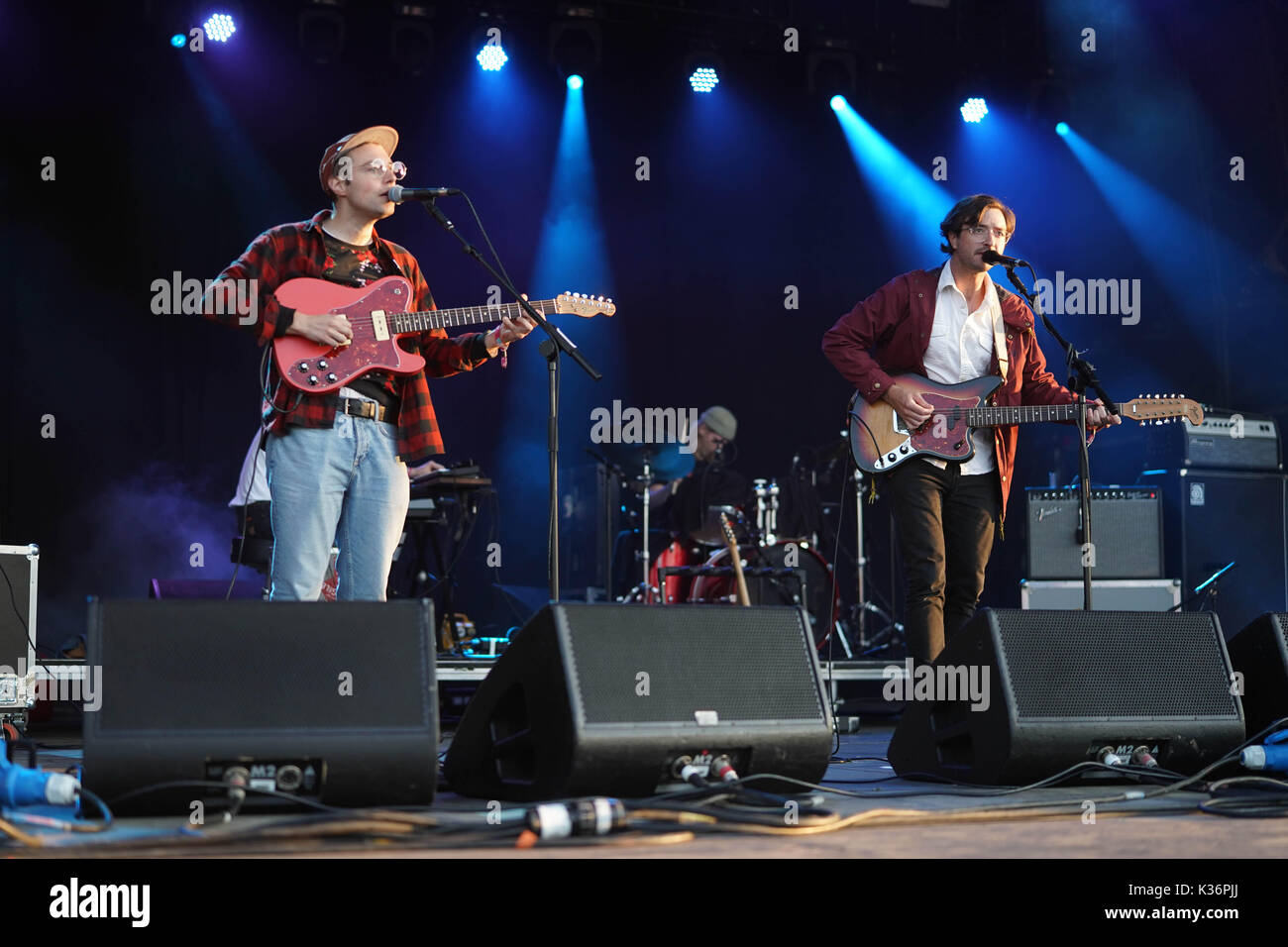 UK. 01st Sep, 2017. Real Estate performing live on the Woods Stage at the 2017 End of the Road Festival in Larmer Tree Gardens in Dorset. Photo date: Friday, September 1, 2017. Credit: Roger Garfield/Alamy Live News Stock Photo