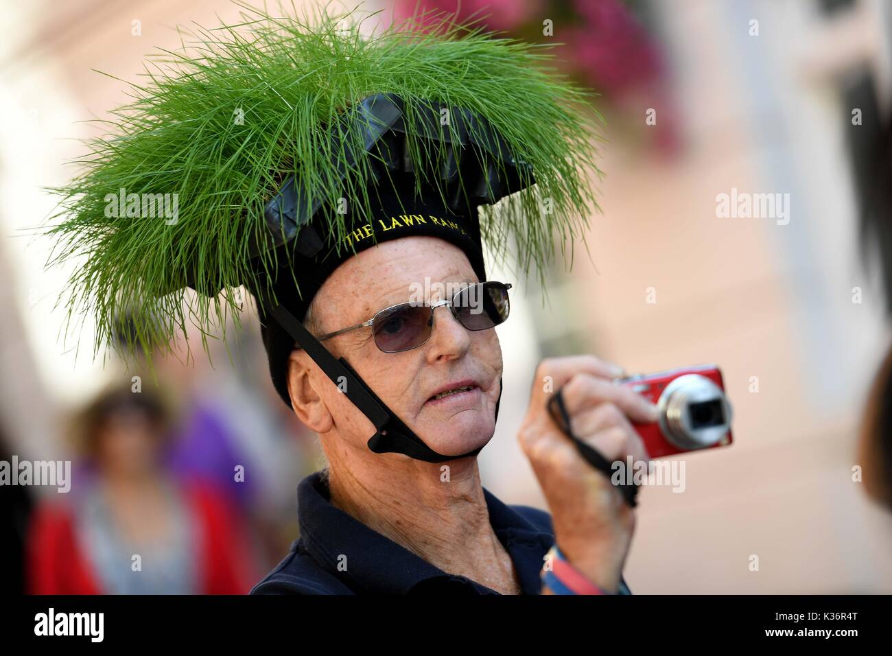 grass. Bridport Hat Festival 