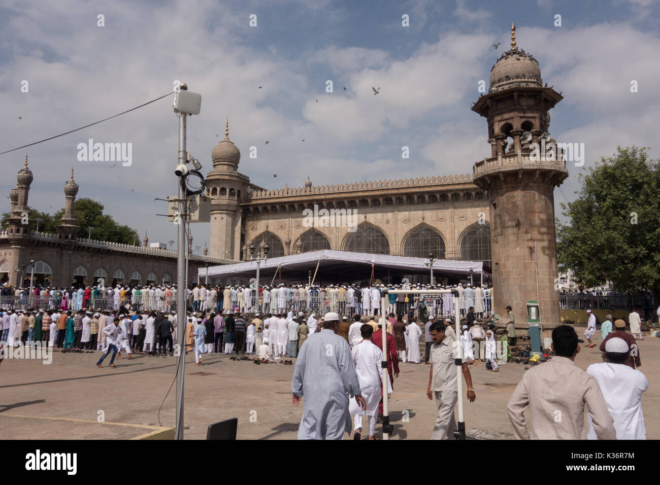 HYDERABAD,INDIA02 SEPTEMBER,2017.Indian muslims offer prayers during Eid AlAdha at Macca HYDERABAD,INDIA02 SEPTEMBER,2017.Indian muslims offer prayers during Eid AlAdha at Macca
