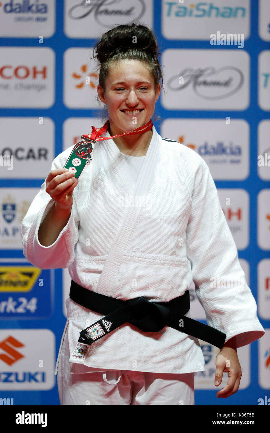 Budapest, Hungary. 1st Sep, 2017. Natalie Powell (GBR), September 1, 2017 - Judo : SUZUKI World Judo Championships Budapest 2017 Women's -78kg Medal Ceremony at Budapest Sport Arena in Budapest, Hungary. Credit: Yusuke Nakanishi/AFLO SPORT/Alamy Live News Stock Photo