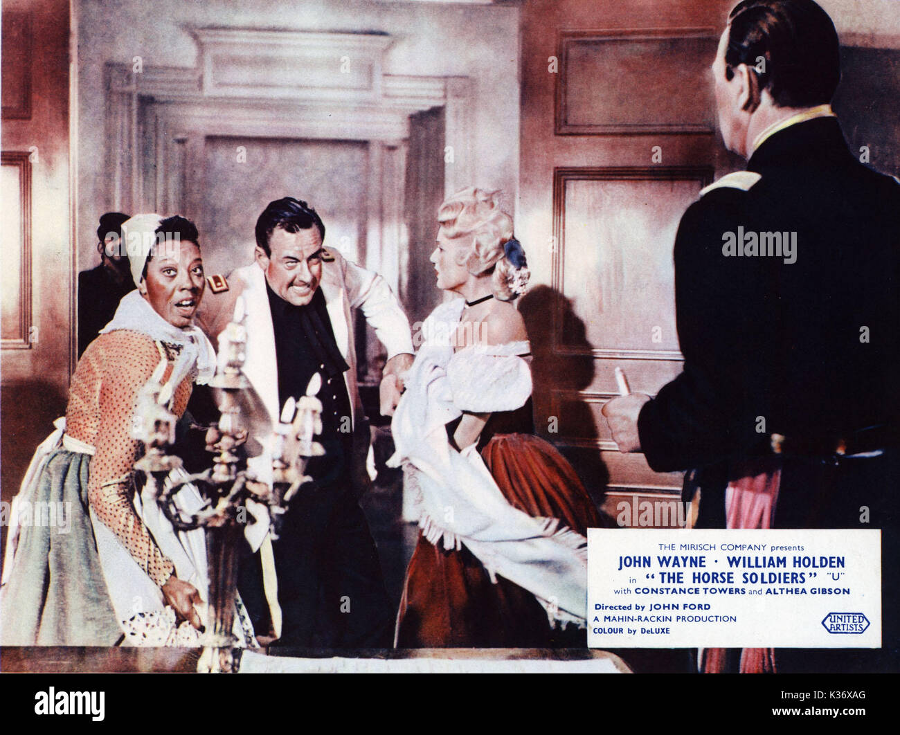 THE HORSE SOLDIERS ALTHEA GIBSON, WILLIAM HOLDEN, CONSTANCE TOWERS AND JOHN WAYNE A UNITED ARTISTS FILM     Date: 1959 Stock Photo