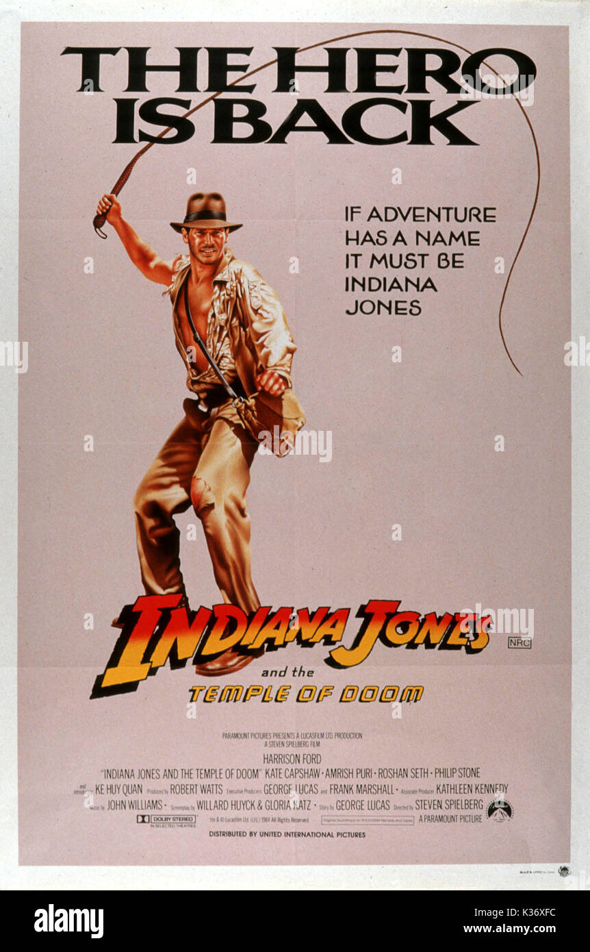 INDIANA JONES &amp; THE TEMPLE OF DOOM LUCASFILMS/PARAMOUNT PICTURES     Date: 1984 Stock Photo