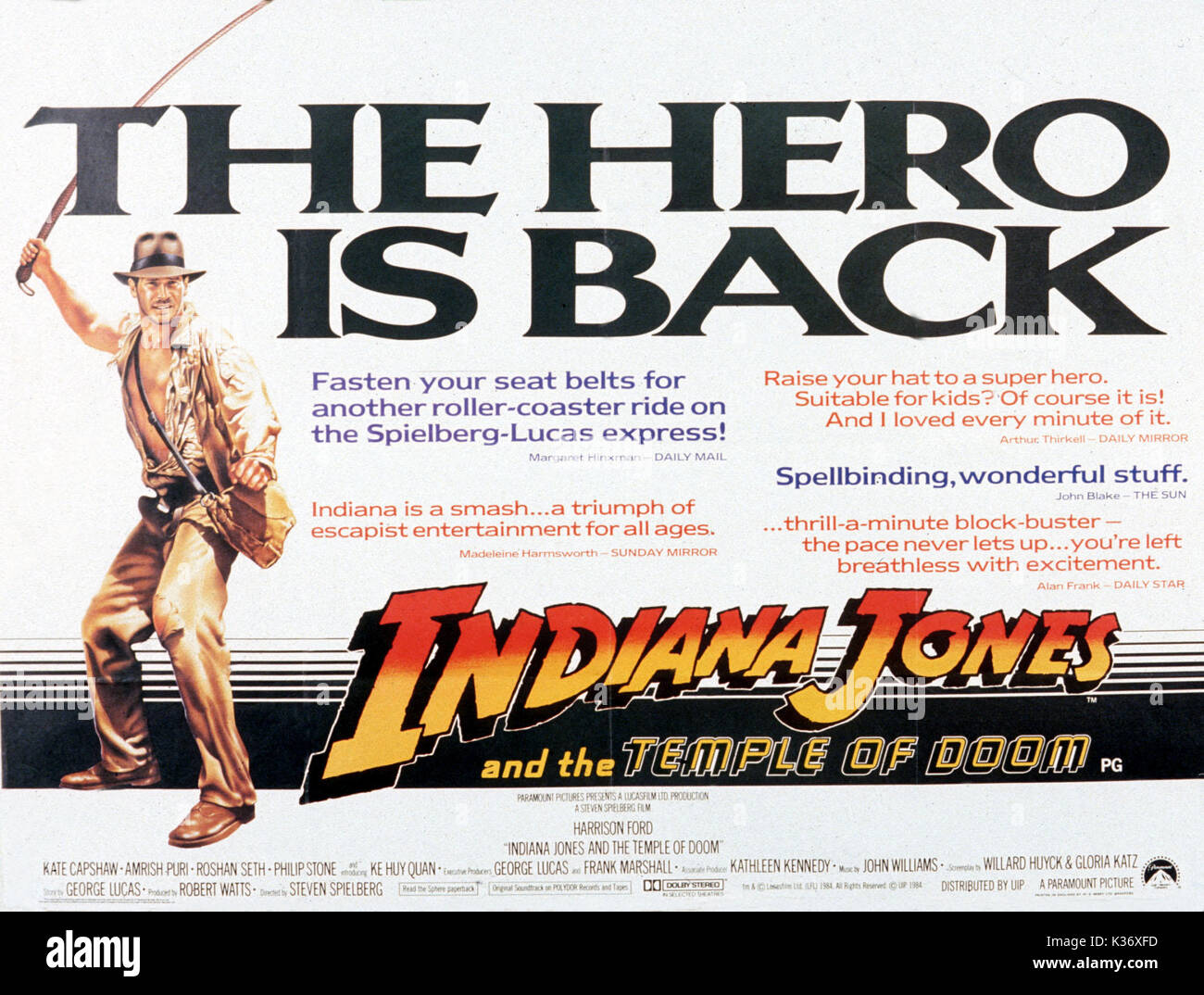 INDIANA JONES & THE TEMPLE OF DOOM LUCASFILMS/PARAMOUNT PICTURES     Date: 1984 Stock Photo