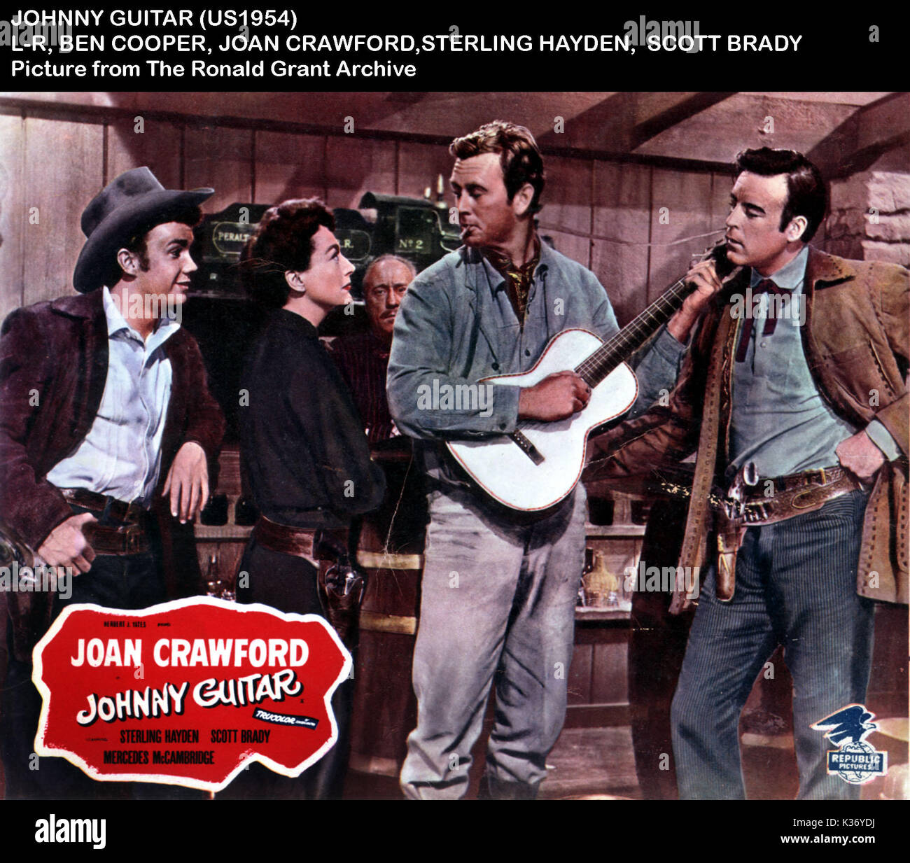 JOHNNY GUITAR L-R, BEN COOPER, JOAN CRAWFORD, STERLING HAYDEN, SCOTT BRADY Stock Photo