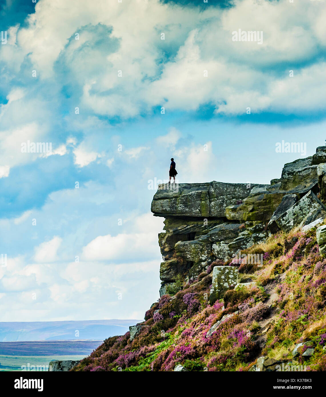 Curbar Edge, Derbyshire, England - looking north along the edge Stock ...