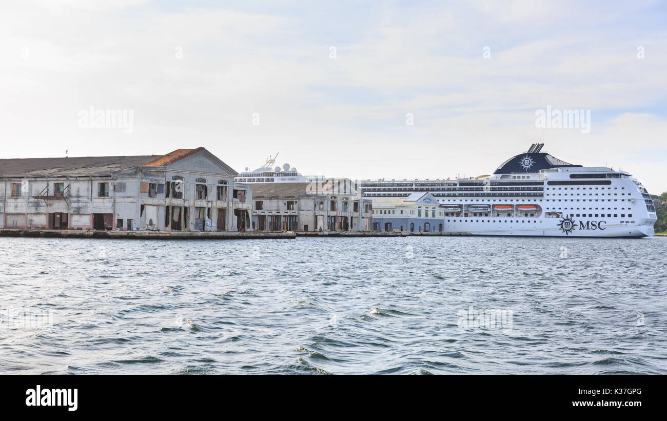 MSC Opera cruise ship docked at Havana Cruise Terminal, Habana Cuba Stock Photo