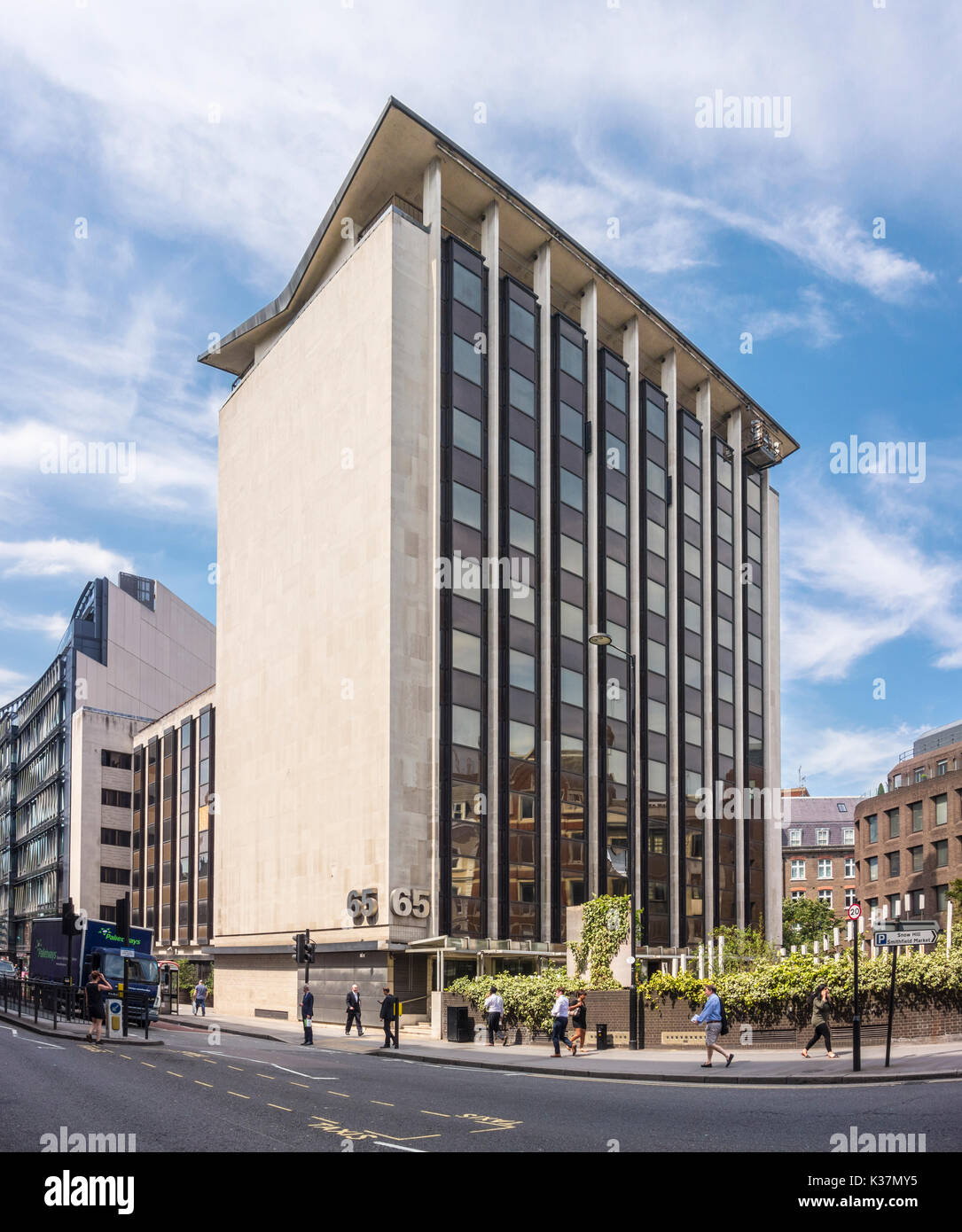 65 Holborn Viaduct. 1960s modernist high rise office block in the City of London, UK Stock Photo