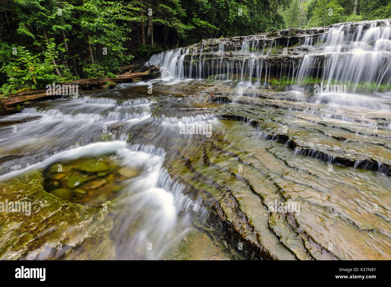 Au Train Falls in the Upper Peninsula of Michigan Stock Photo