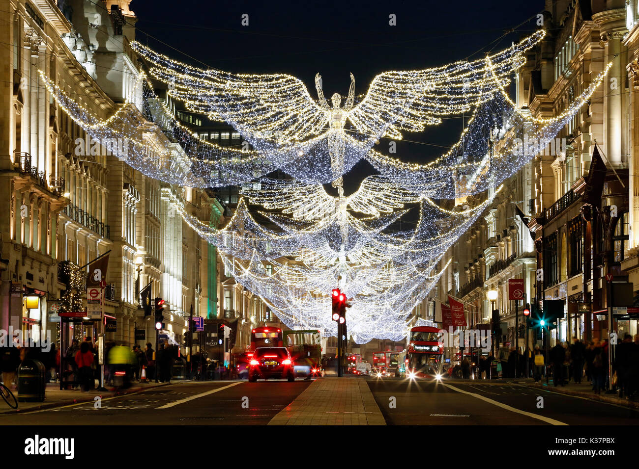 Christmas Lights Display on Regent Street in London. The modern